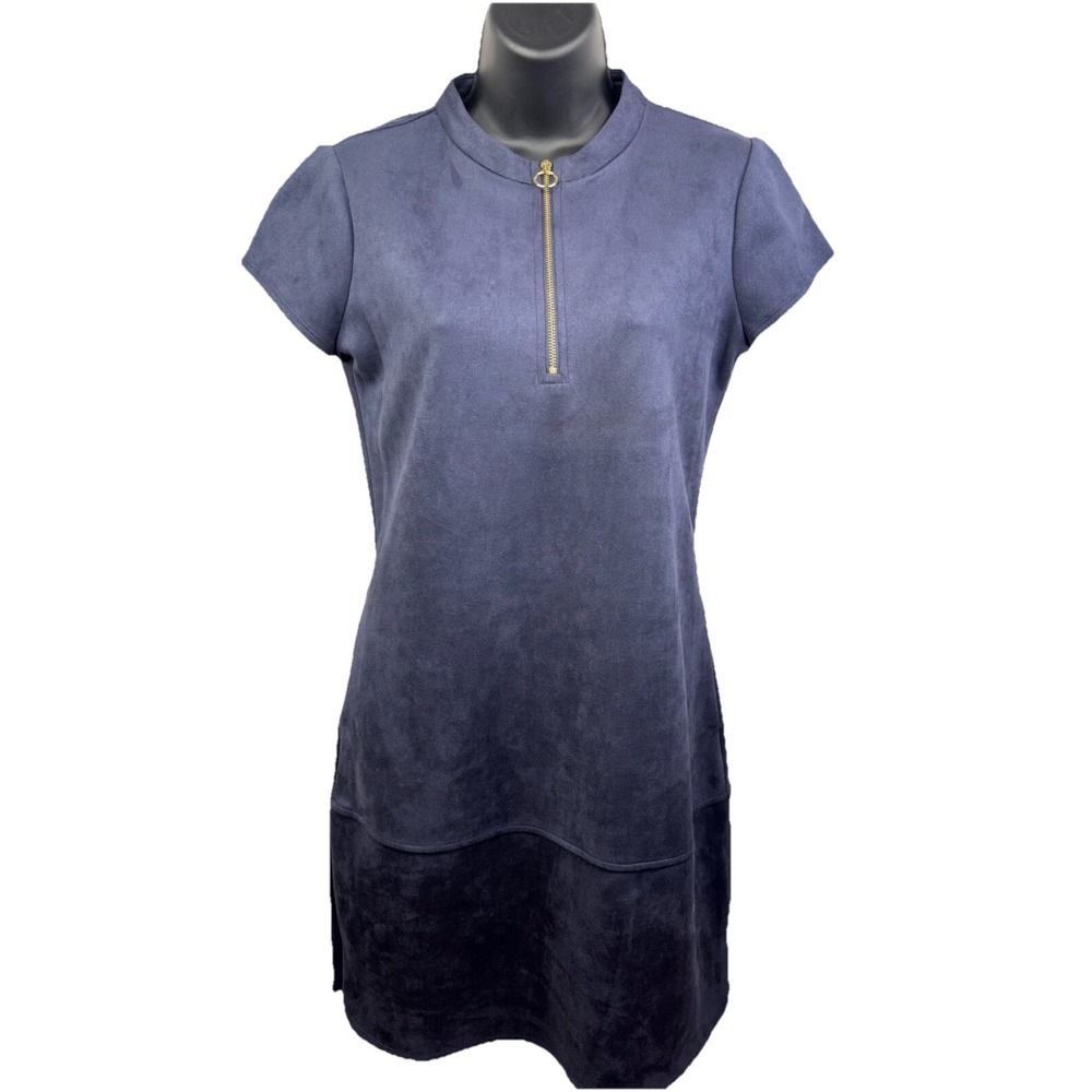 Kensie Women's Knee Length Faux Suede Blue Shift Dress Size 0
